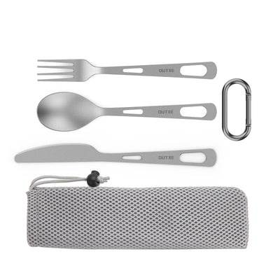 OUTXE Ultralight Titanium Knife Fork and Spoon Set