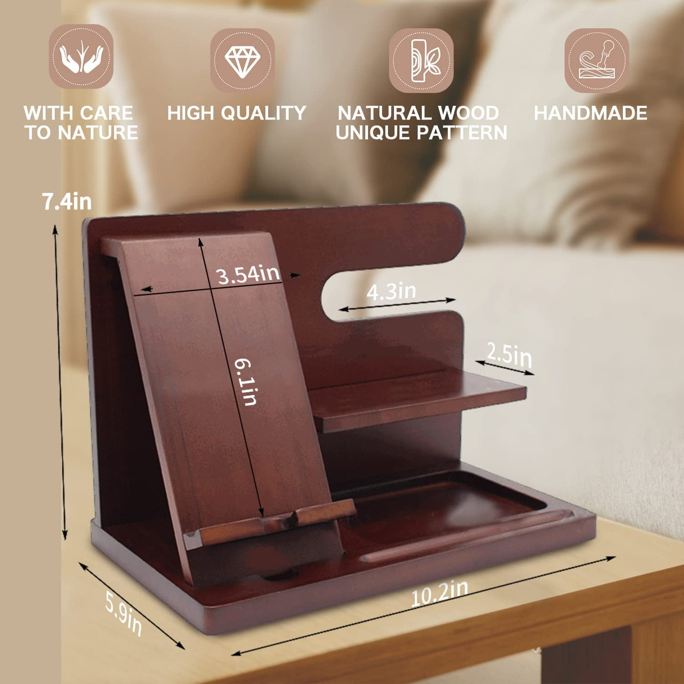 OUTXE Wood Docking Station Organizer Gifts for Men