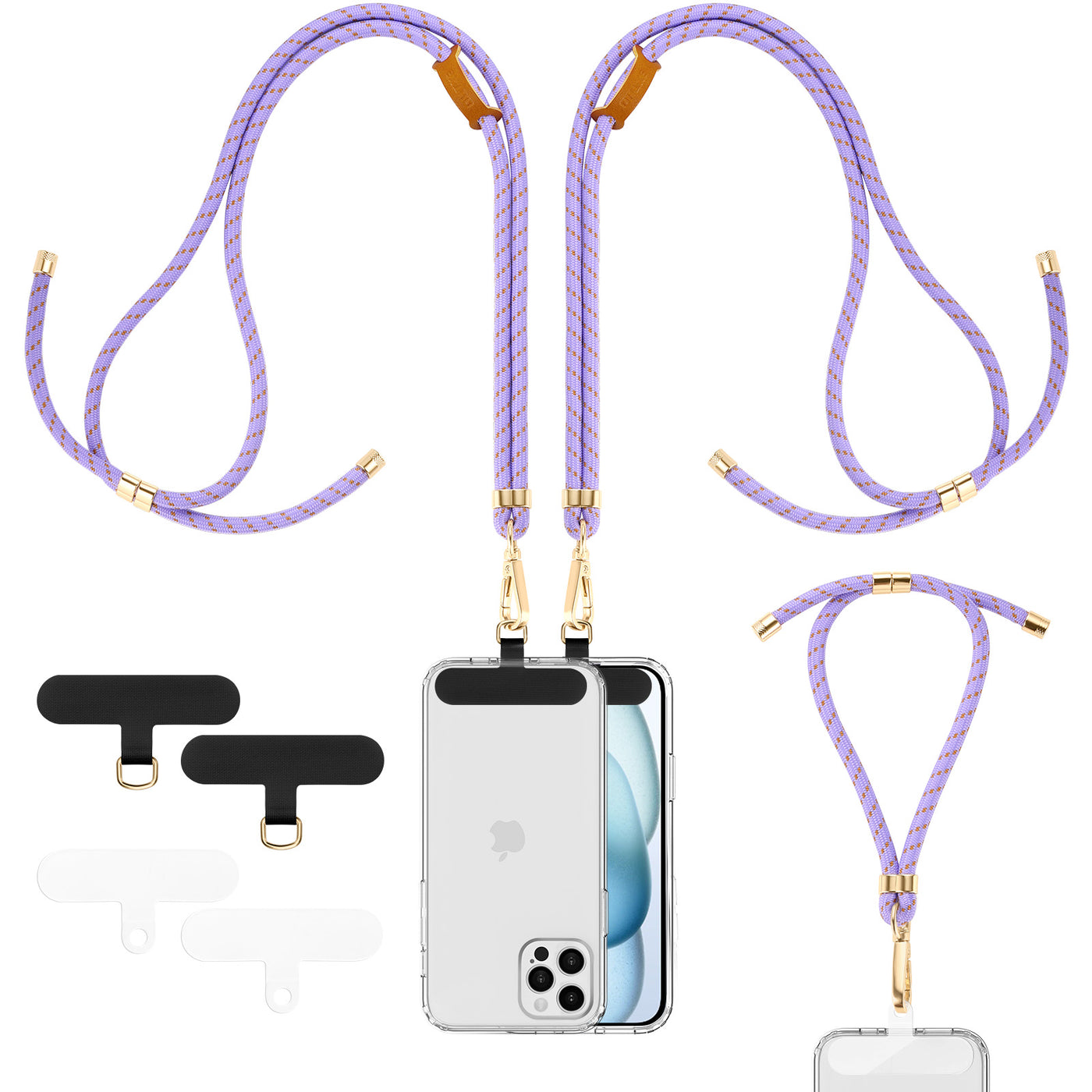 OUTXE Phone Lanyard- 2× Adjustable Crossbody Phone Strap, 1× Wrist Strap, 4× Tab- Anti-Theft Phone Lanyard, Universally Compatible with Most Phones, Ultimate Companion for Travel, Shopping, Concerts