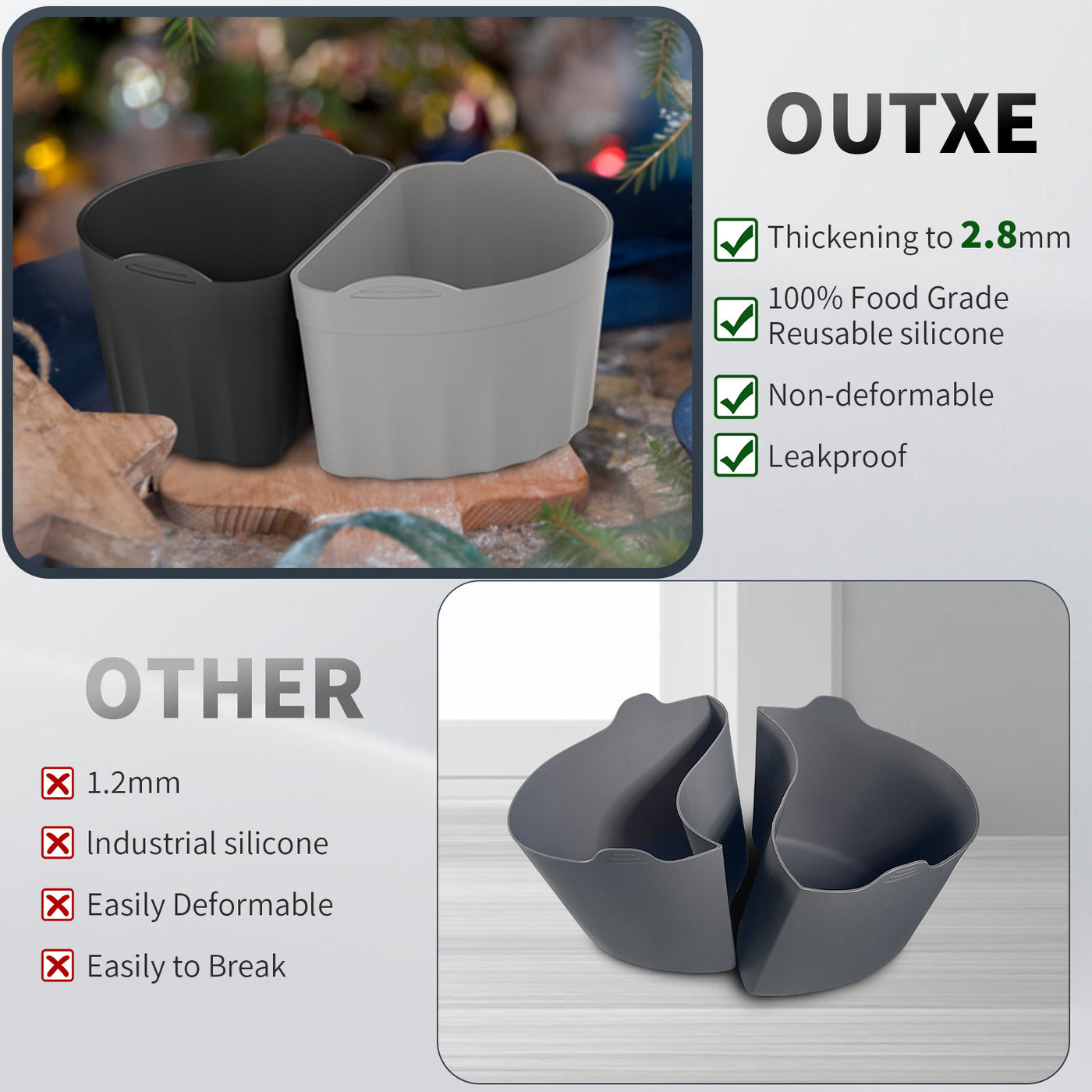 OUTXE Upgraded Slow Cooker Divider Liner fit 6 QT Crockpot, Reusable & Leakproof Silicone Crockpot Divider, Dishwasher Safe Cooking Liner for 6 Quart Pot