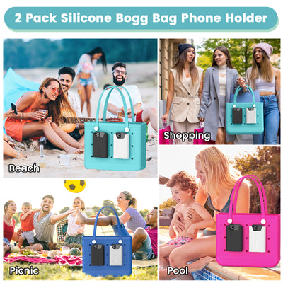 OUTXE 2 Pack Bogg Bag Phone Holder Compatible with All Bogg Bags, Silicone Cell Phone Holder Accessories for Bogg Bag, Black and White Phone Case Holder Insert for Simply Southern Bogg Bag