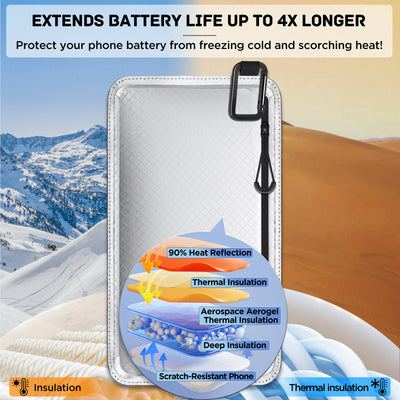 OUTXE Thermal Phone Case for Any Phone- Enhances Battery Life 4X in Extreme Hot and Cold Weather- Cooling Insulating Cell Phone Pouch for Hiking, Skiing, Snowboarding, Adventure- Waterproof- Large