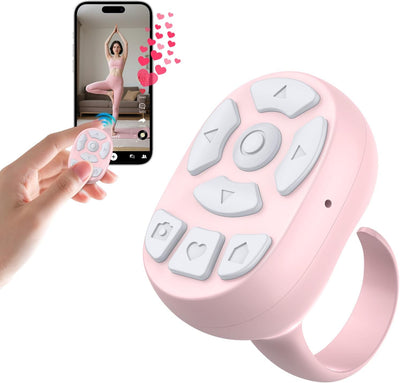 OUTXE Wireless Auto Clicker for TikTok, Bluetooth Remote Scrolling Ring for iPhone Hands-Free Liking/Page Turn/Volume Adjust/Take Photos Without Touching Phone Screen(Black)
