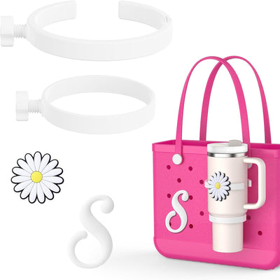 OUTXE 2 Pack Cup Holder & 2 Charms for Bogg Bag, Fits 16-40oz Stanley, Insert Drink Holder Attachment Compatible with All Bogg Bags & Simply Southern Bag & Simply Southern Totes