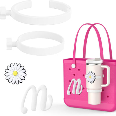 OUTXE 2 Pack Cup Holder & 2 Charms for Bogg Bag, Fits 16-40oz Stanley, Insert Drink Holder Attachment Compatible with All Bogg Bags & Simply Southern Bag & Simply Southern Totes