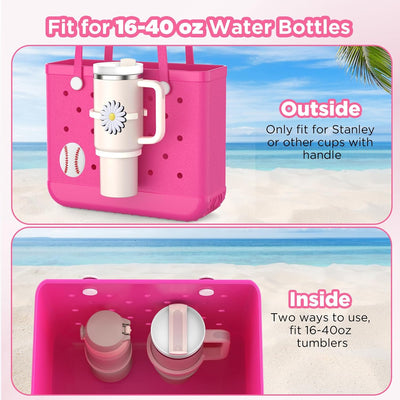 OUTXE 2 Pack Cup Holder & 2 Charms for Bogg Bag, Fits 16-40oz Stanley, Insert Drink Holder Attachment Compatible with All Bogg Bags & Simply Southern Bag & Simply Southern Totes