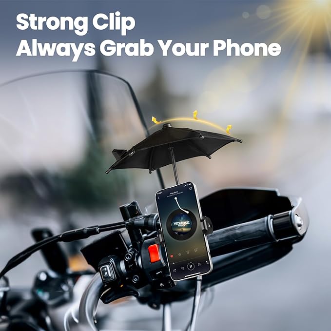 OUTXE Strong Clip Phone Umbrella for Sun, Mini Tanning Shade Cover for Cell iPhone/Android (Black)
