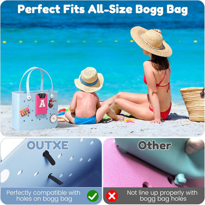 OUTXE Bogg Bag Accessories Phone Holder with Letter Charms, Silicone Cell Phone Holder Compatible with All Bogg Bags, Mom Life Bogg Bag Charms Accessories Set for Beach Tote Bags, Letter A Hot Pink