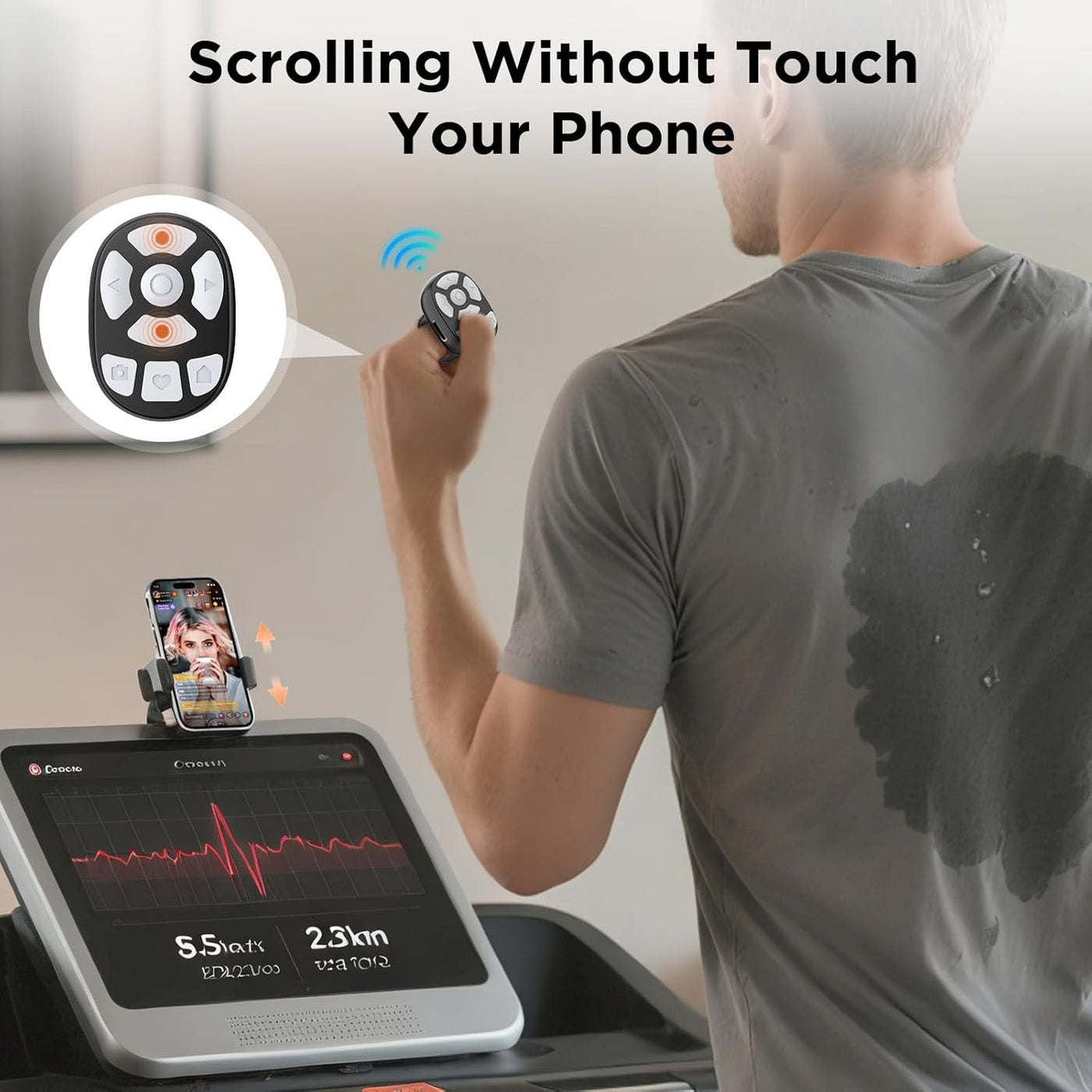 OUTXE Wireless Auto Clicker for TikTok, Bluetooth Remote Scrolling Ring for iPhone Hands-Free Liking/Page Turn/Volume Adjust/Take Photos Without Touching Phone Screen(Black)