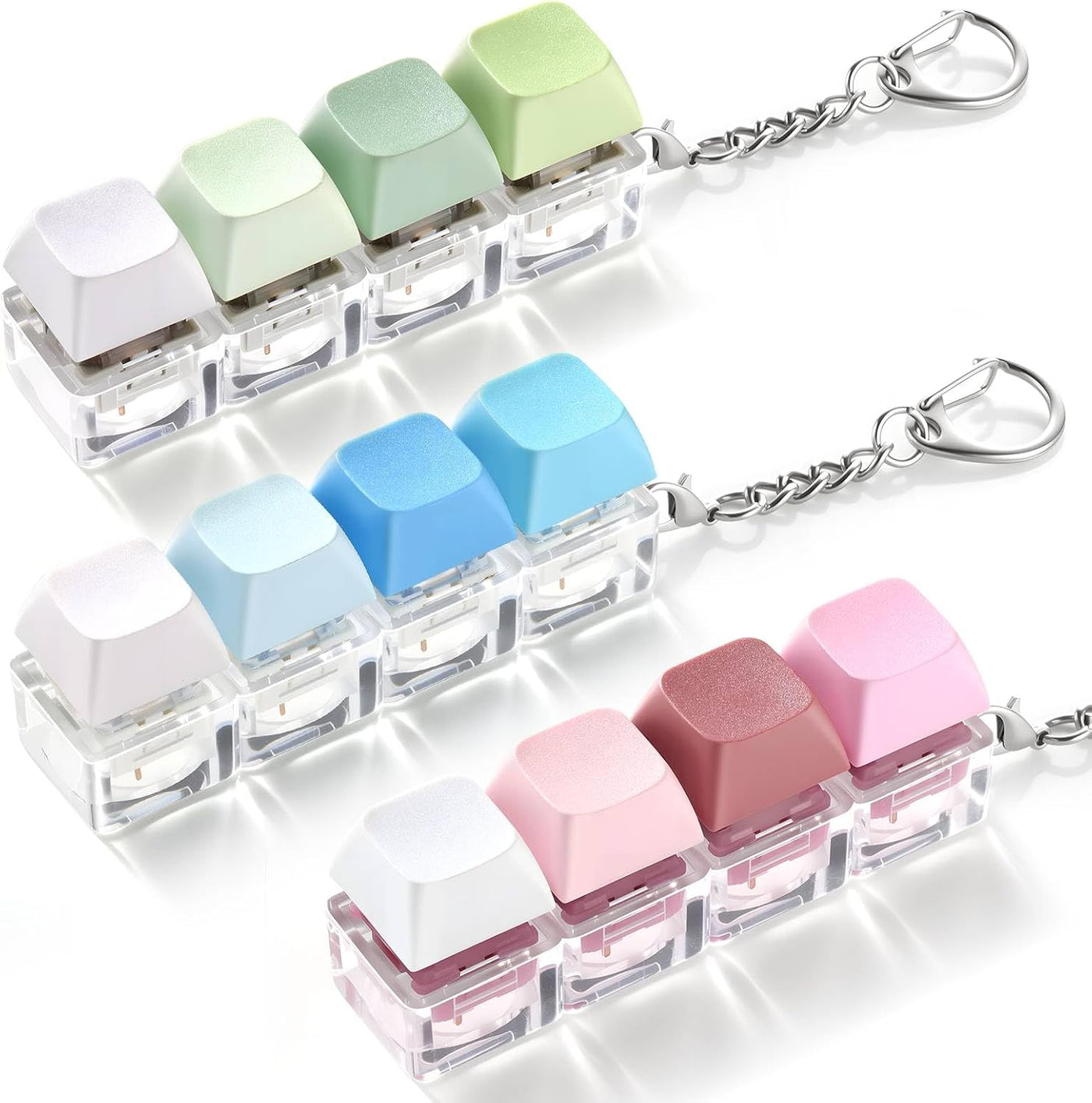 3 Pack Keyboard Fidget Toy – Clicky, Creamy & Silent Stress Relief Fidget Clicker Keychain – Quiet Fidget Toys for Adults, Boost Focus & Calm Anxiety at Work, Travel – Ideal Stress-Relief Gift