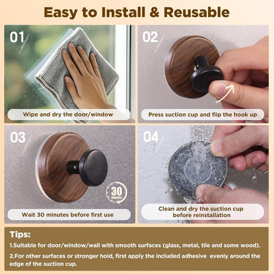 OUTXE Wreath Door Hanger, Decorations Wreath Hangers for Front Door, Adjustable Over The Door Hooks for Hanging Welcome Sign (Walnut, 2-Pack)