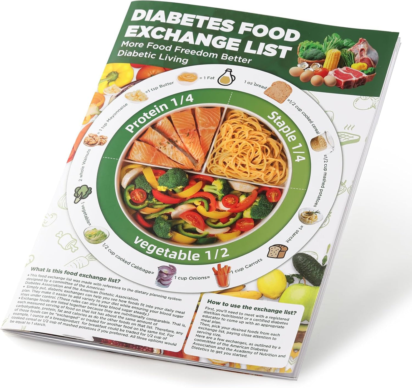 OUTXE Beginner-Friendly Diabetes Food List and Meal Planner Laminated Diabetic Food Guide Chart | Healthy Mediterranean Diet | Low Carb | Glycemic Index | for Pre Type 1 2 Adults