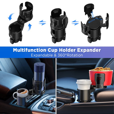 OUTXE Car Cup Holder Expander, Multifunction Extra Cupholder Extender Large Expandable Drink Adapter Universal for Auto Automotive Truck RV Driver Road Trip