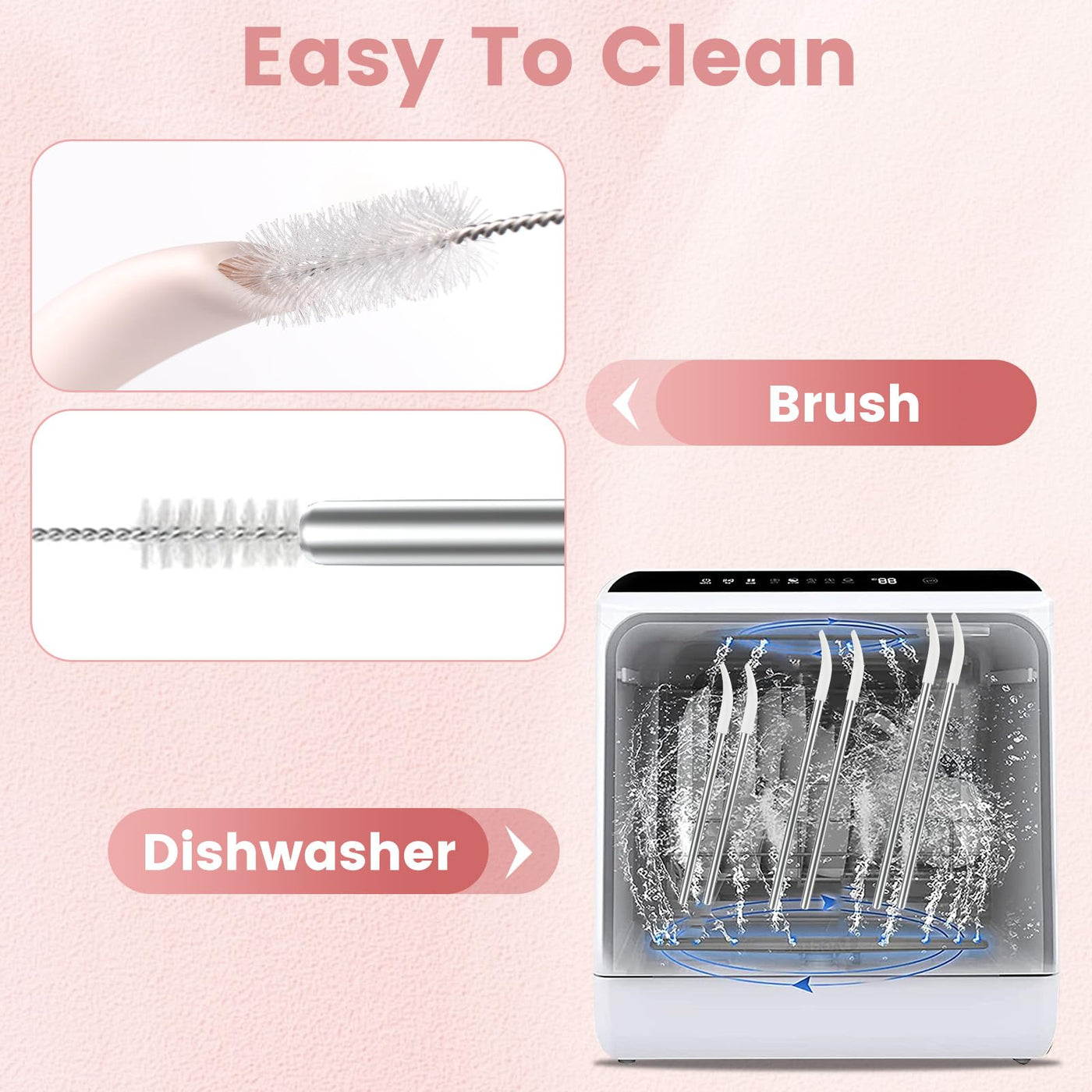 Wrinkle Less Straw OUTXE Anti Wrinkle Straw 6 Pcs, Stainless Steel Drinking Straw for Sta