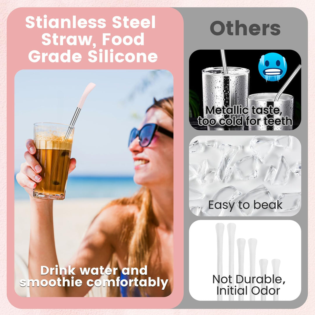 goggles straw OUTXE Anti Wrinkle Collapsible Straws for Stanley, Flat Wide Portable