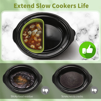 OUTXE Slow Cooker Divider Liner fit 6 QT Crockpot, Reusable & Leakproof Silicone Crockpot Divider, Dishwasher Safe Cooking Liner for 6 Quart Pot