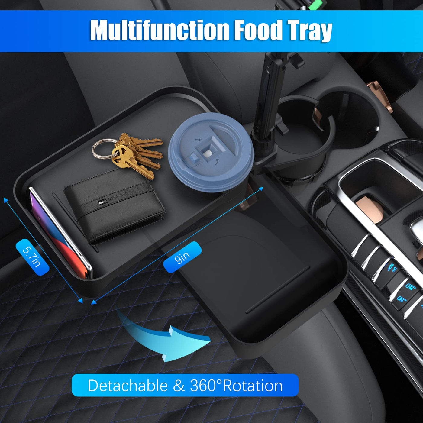 OUTXE Car Cup Holder Expander+Phone Mount, Adjustable Large