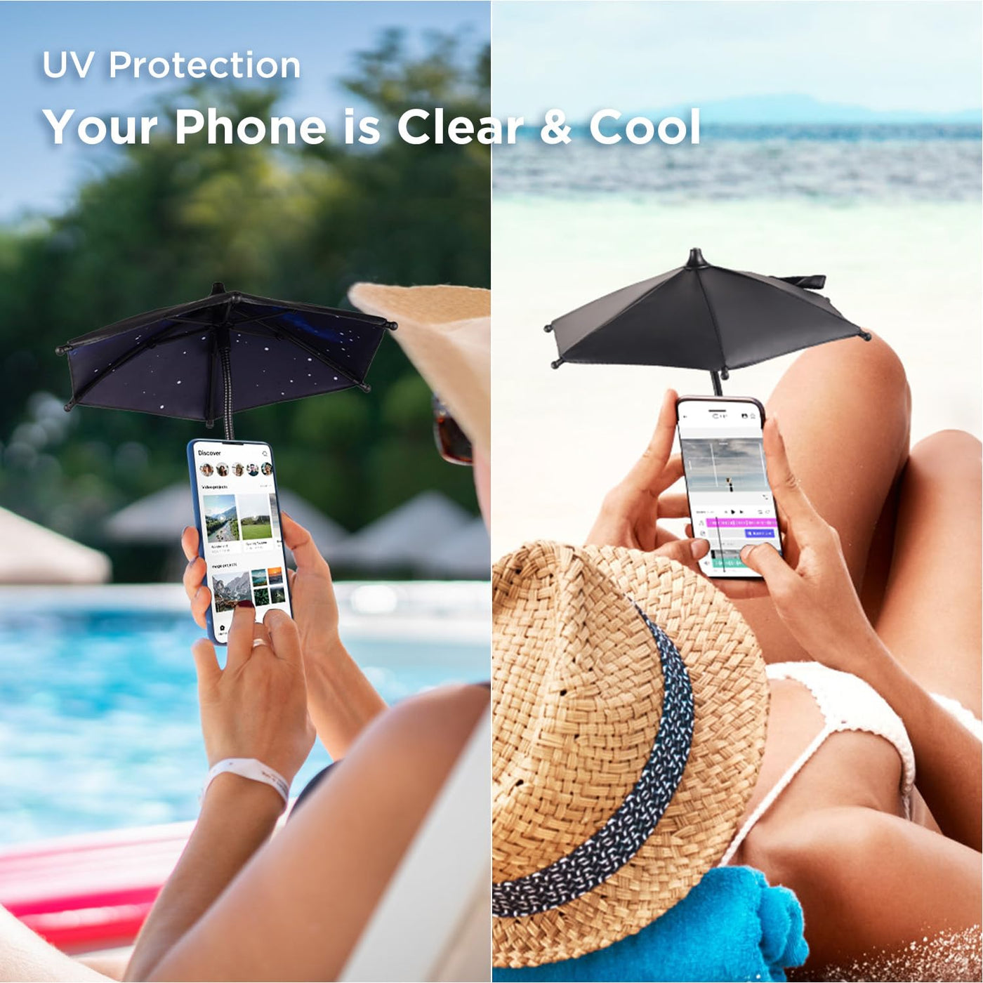 OUTXE Phone Umbrella for Sun, 360°Adjustable Shade Cover for Cell iPho OUTXE Phone Umbrella for Sun, 360°Adjustable Shade Cover for Cell iPho