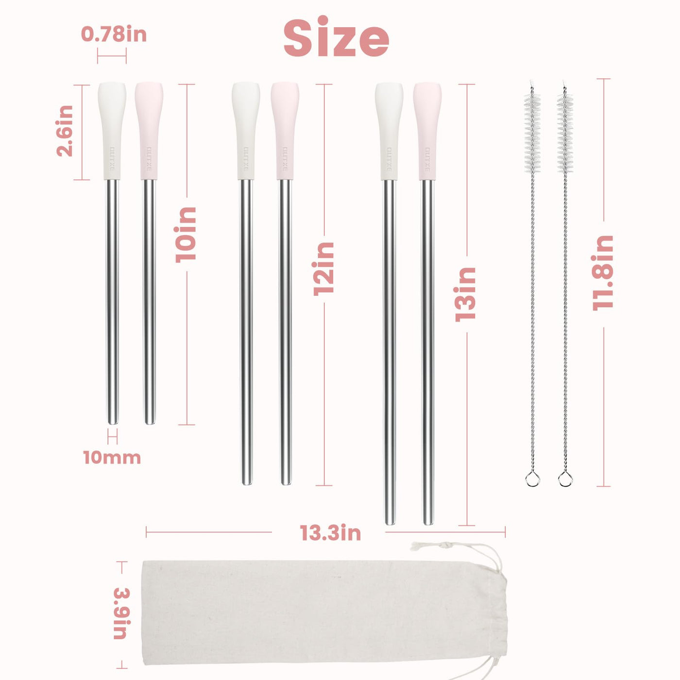 Wrinkle Less Straw OUTXE Anti Wrinkle Straw 6 Pcs, Stainless Steel Drinking Straw for Sta