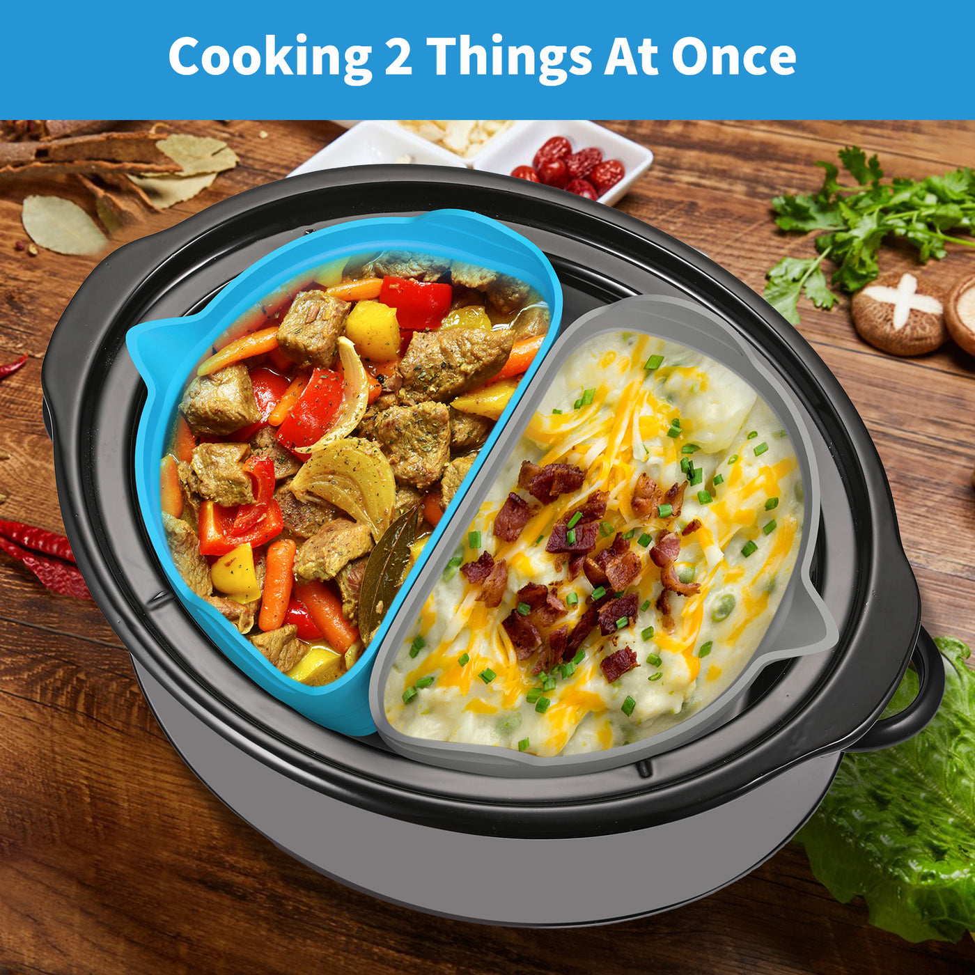 Silicone Slow Cooker Liners fit for 6-7 QT Crockpot, Silicone Slow Cooker  Divider Liner, Reusable/BPA Free/Leakproof/Slow Cooker Accessories Cooking