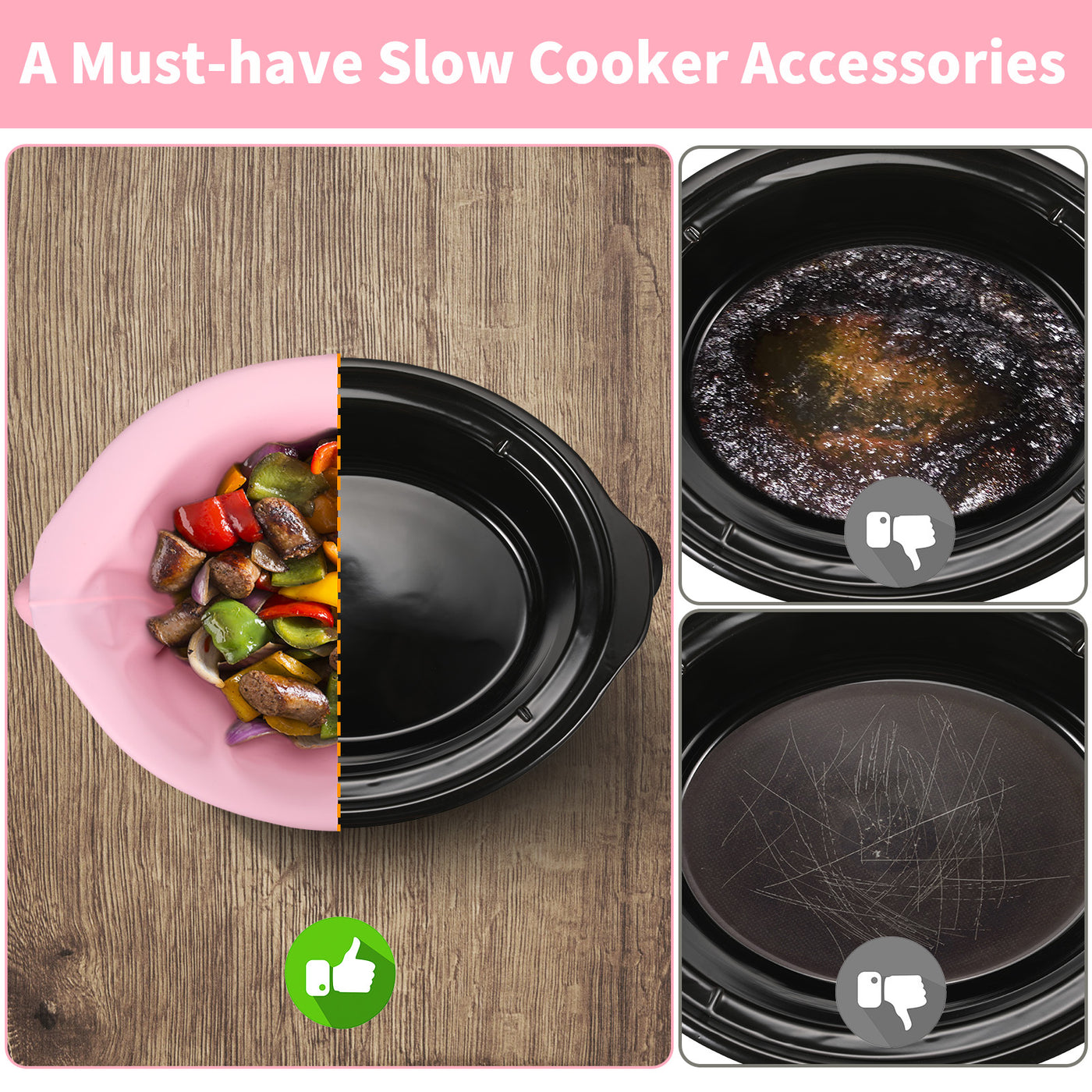 2 PCS Crock Pot Liners, Silicone Crockpot Liner Reusable, Slow Cooker  Liners, Le