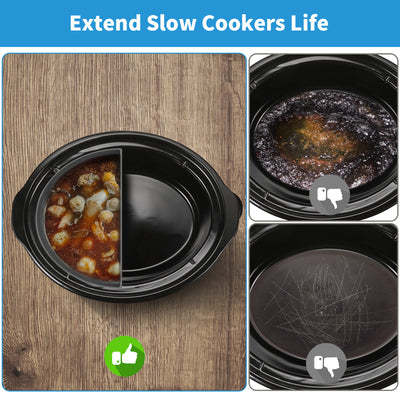 OUTXE Slow Cooker Divider Liner fit 6 QT Crockpot, Reusable & Leakproof Silicone Crockpot Divider, Dishwasher Safe Cooking Liner for 6 Quart Pot (Grey)