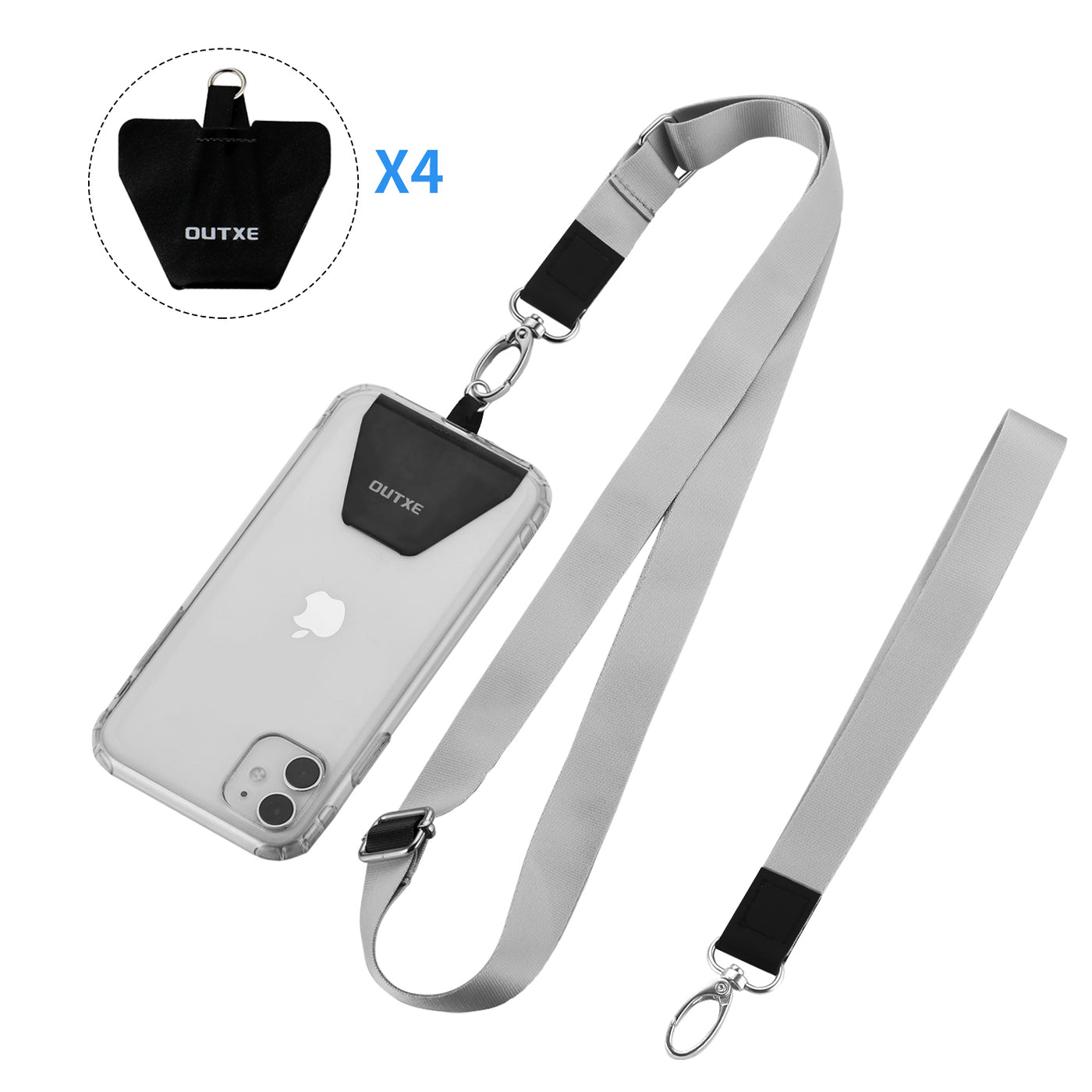 OUTXE Universal Phone Lanyard 1 * Neck Strap and 1 Wrist Strap with 4 * Pads