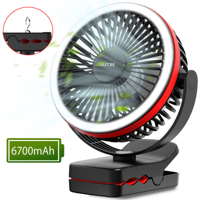 OUTXE Rechargeable USB Clip Fan with Night Light