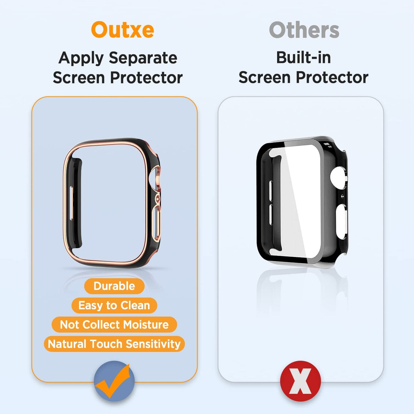 OUTXE 4 Pack Apple Watch Series 7 Case Without Screen Protector