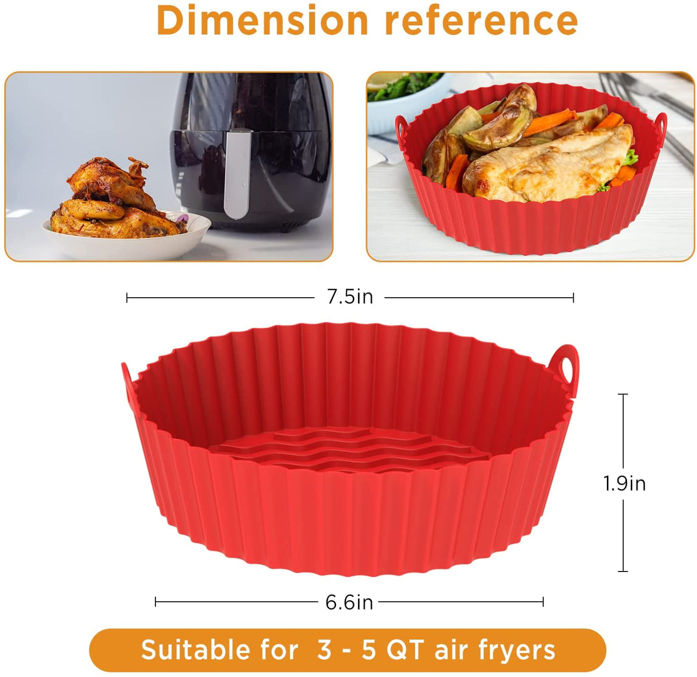  OUTXE 2 Pack Air Fryer Silicone Baking Tray 7.5inch