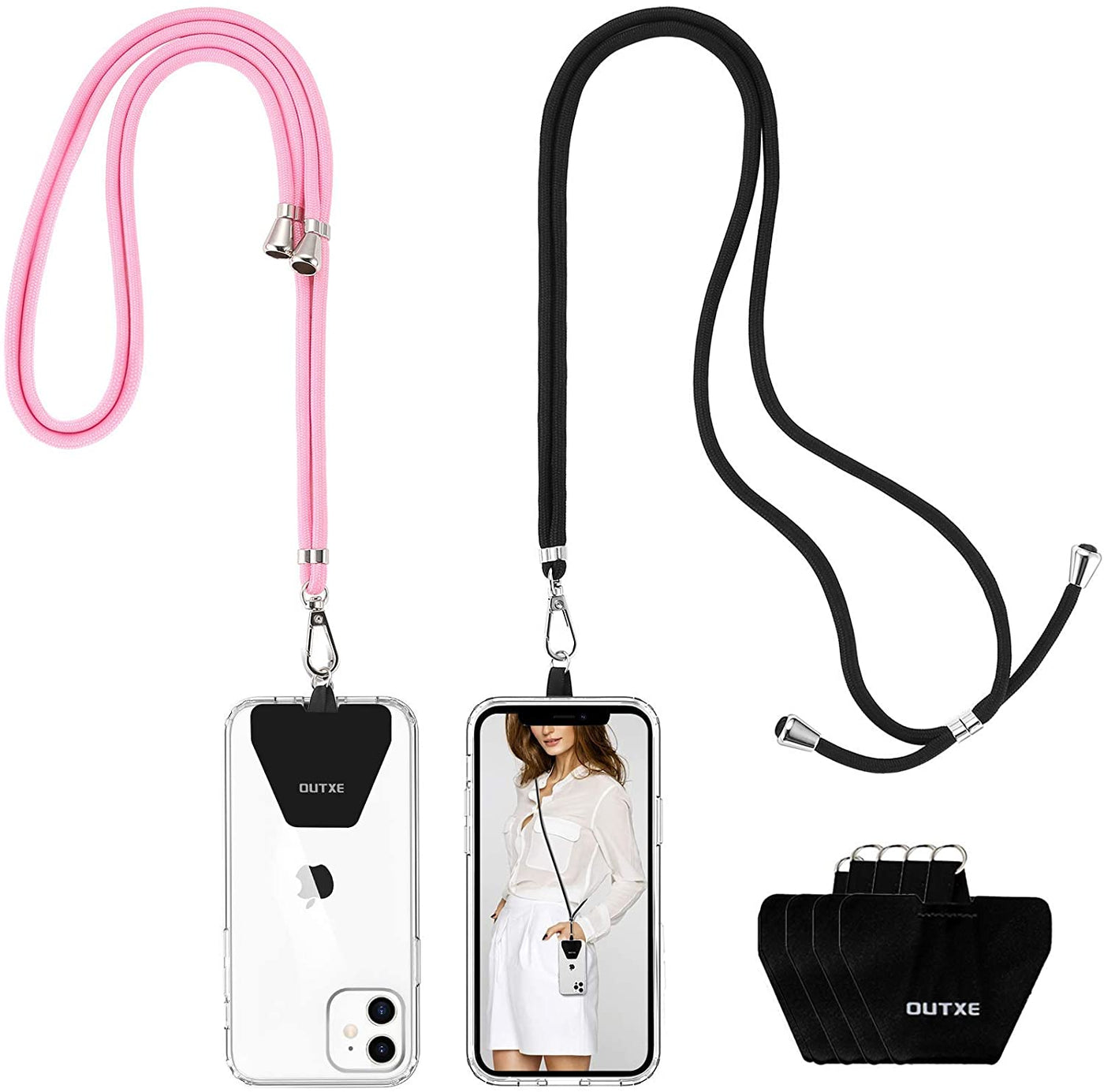 OUTXE Adjustable Phone Lanyards 2 * Neck Lanyards and 4 * Pads