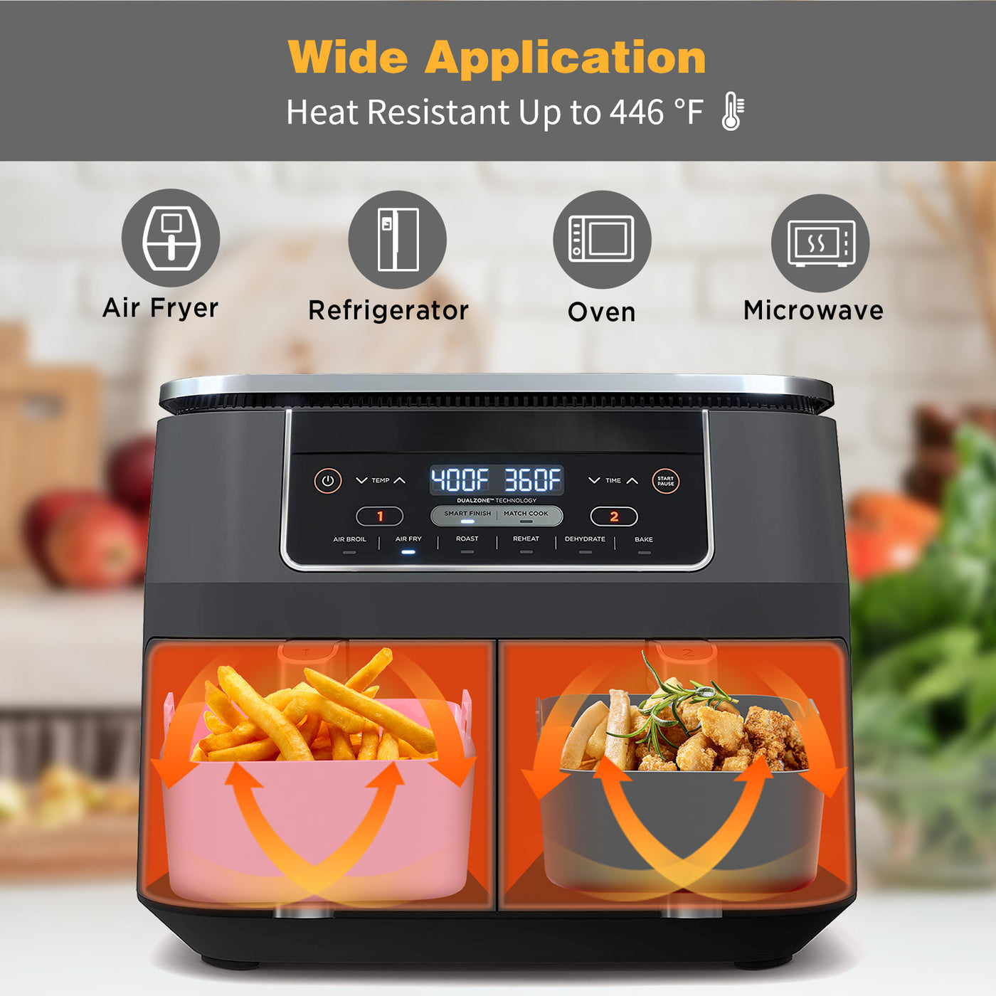 Air Fryer Silicone Pot, 2pcs Silicone Air Fryer Liners For Ninja Foodi,  Food Safe Reusable Air Fryer Silicone Basket, Foldable Easy Cleaning Air  Fryer