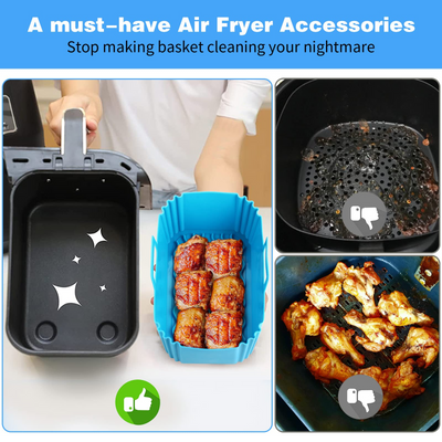 Air Fryer Silicone Liners Rectangular for Ninja Foodi Dual DZ201 DZ100