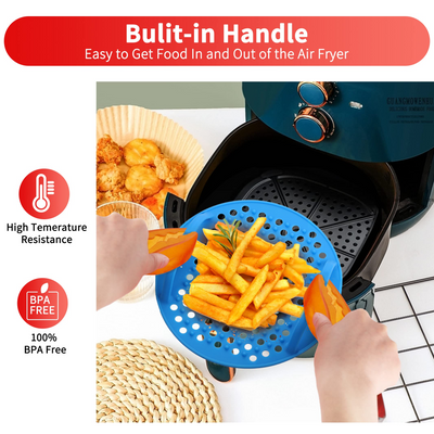 OUTXE Reusable Air Fryer Silicone Liner with Hansles 8inch (3 to 6QT)