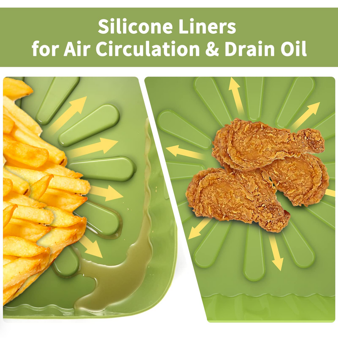 OUTXE 2-Pack Square Silicone Air Fryer Liners 8 inch for 4 to 7 QT