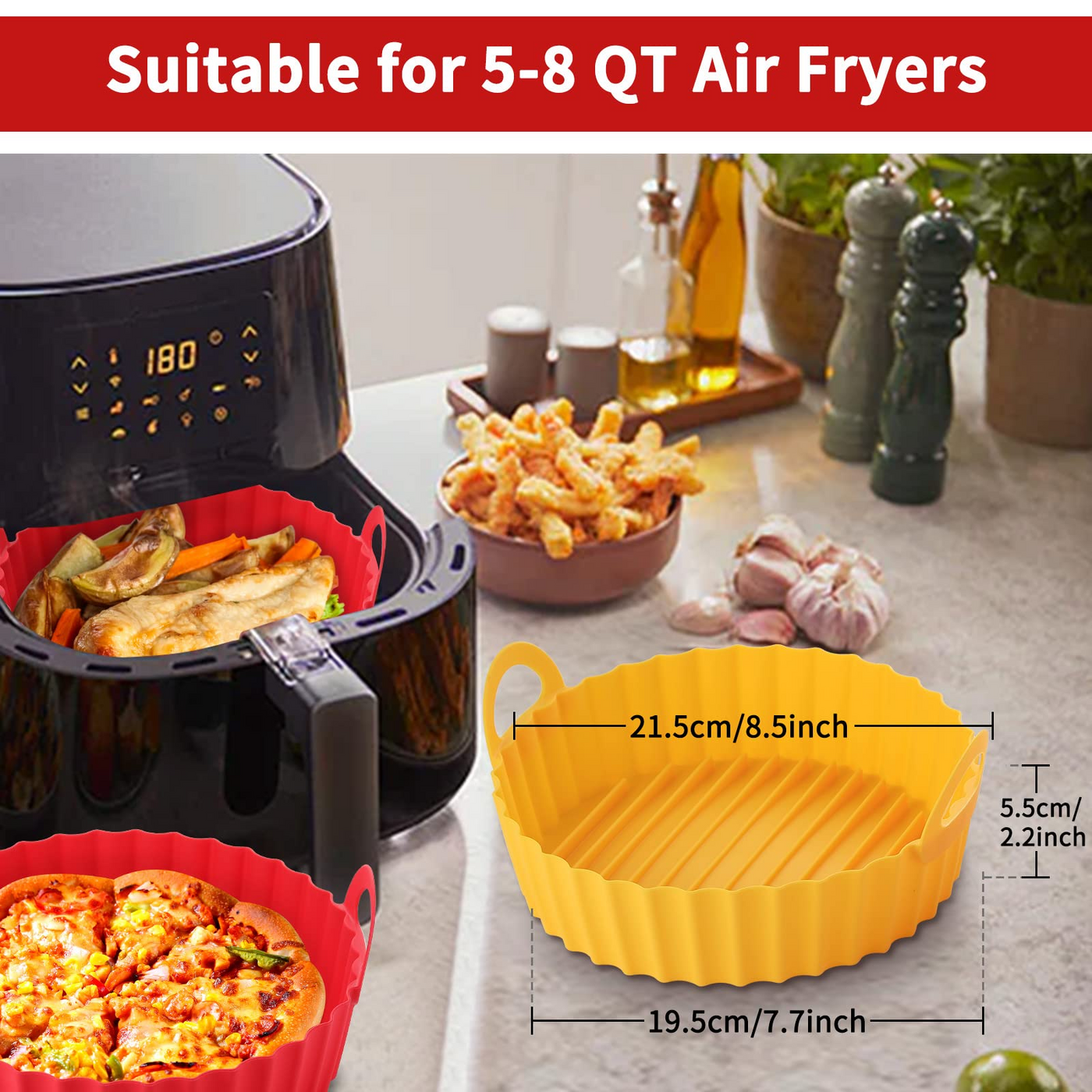 4 Pack Air Fryer Silicone Liners for 3 to 5 QT, Silicone Air Fryer