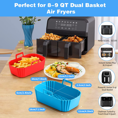 OUTXE Reusable Dual Silicone Air Fryer Liner for Ninja DZ201
