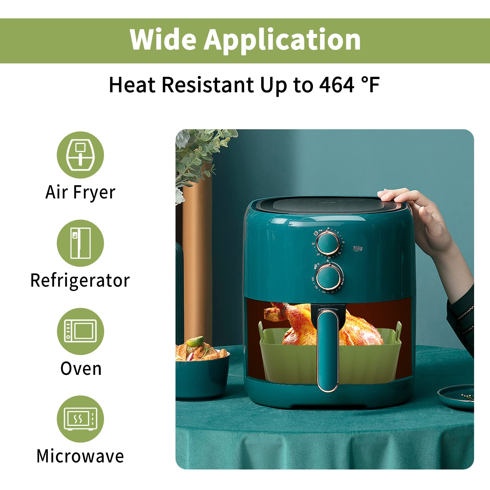  Air Fryer Silicone Liners 9 Inch Square Reusable Air Fryer  Reusable Basket For 6 to 9QT, 2 PCS Square Air Fryer Pot Insert for Oven  Microwave Accessories : Home & Kitchen
