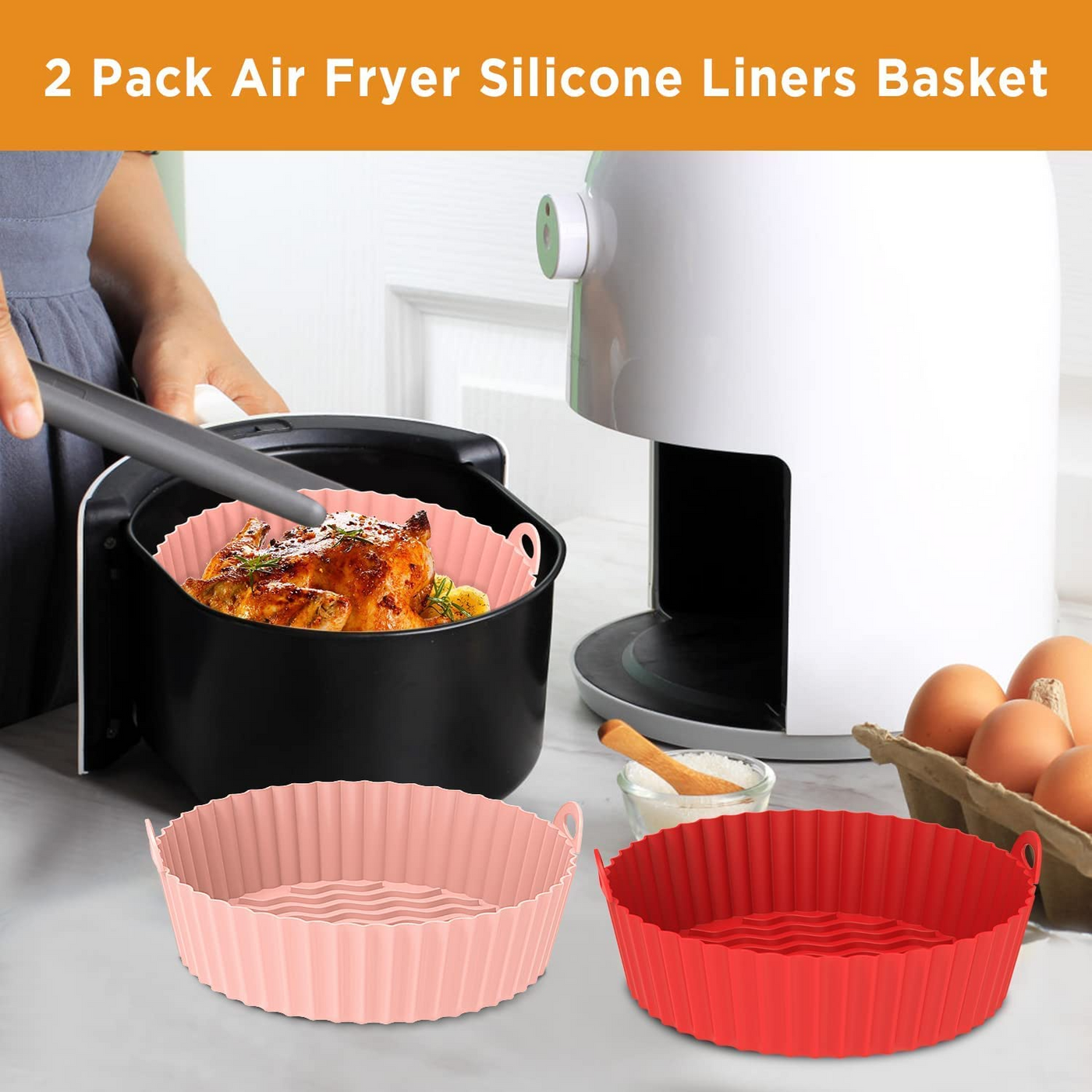 OUTXE Foldable Air Fryer Silicone Liner 8.5inch (5QT or Bigger)